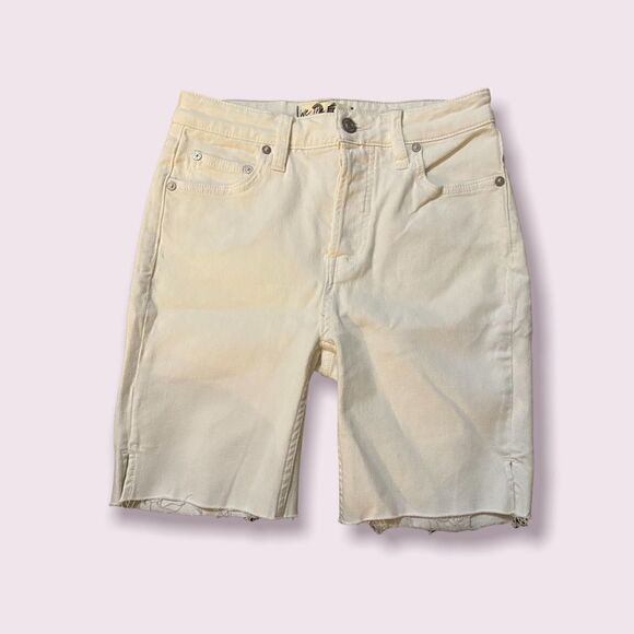 Free People | We The Free Cotton White Button Fly Raw Hem Bermuda Shorts | 26 - Picture 5 of 10